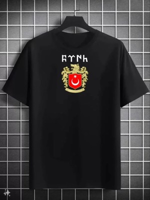 Defy Moda Unisex Bisiklet Yaka Baskılı Oversize T-Shirt - Siyah