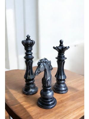 Dekoratif Mini Satranç Biblo 3'lü Set