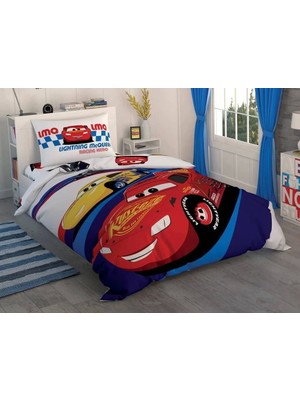 Bayilik XML Taç Disney Cars Race Tek Kişilik Nevresim Takımı