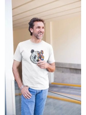 Defy Moda Erkek Bisiklet Yaka Baskılı Oversize T-Shirt - Beyaz