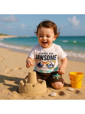 Palmiyeli Erkek Çocuk Şortlu Takım