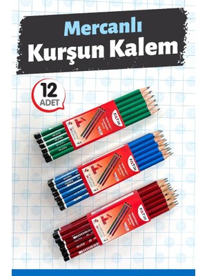 Fatih Tuğset Mercanlı Kurşun Kalem 12 Li Renk Rastgele Seçeneklerle Kırtasiye Ürünü