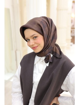 Silk Home Desenli Shiny Eşarp - 8647 -  Acı Kahve