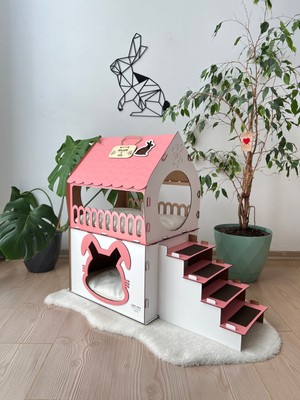 Qpr Design, Ahşap Tavşan Evi, Iki Katlı Tavşan Kalesi, X-Large Tavşan Evi Tavşan Mobilyaları, Modern Tavşan Mobilyası, Ahşap Evcil Hayvan Evi, Tavşan Yatağı
