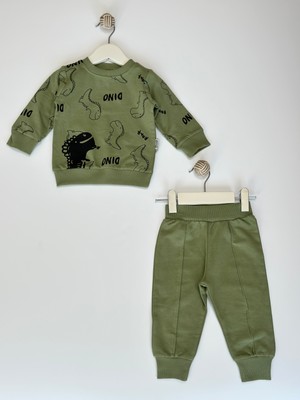 Dino Desenli Erkek Bebek Yeşil Ikili Takım