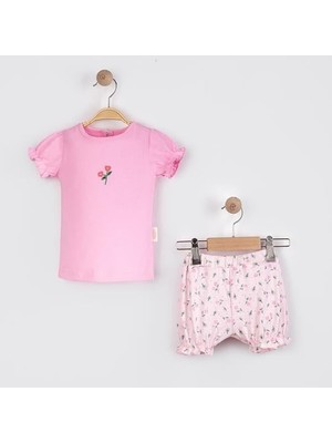 Necix's Çıtır Çiçekli Kız Bebek 2 'li Takım Şort-Tshirt