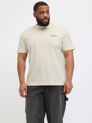Jack Jones Jorıslıngton Type Tee Ss Crew Neck Pls Erkek Bej Büyük Beden Tshirt 12278557-06