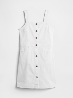 Gap Kız Çocuk Beyaz Denim Elbise