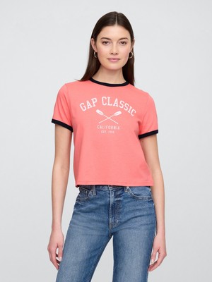 Gap Kadın Pembe Gap Logo Grafik Baskılı T-Shirt