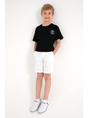 U.S. Polo Assn. Erkek Çocuk Siyah Oversize Bisiklet Yaka Tişört 50298981-VR046