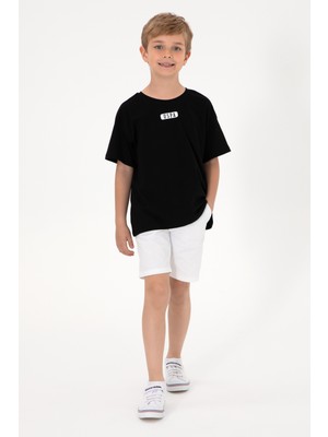 U.S. Polo Assn. Erkek Çocuk Siyah Oversize Bisiklet Yaka Tişört 50298982-VR046