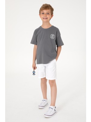 U.S. Polo Assn. Erkek Çocuk Gri Oversize Bisiklet Yaka Tişört 50298981-VR024