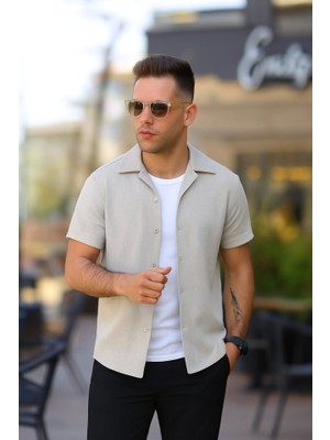 Defy Moda Erkek Kısa Kollu Örme Kumaş Pamuklu Gömlek