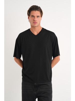 Alexandergardı V Yaka Oversize T-Shirt (E24-742A)