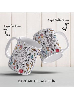 Babalar Günü Kişiye Özel Isimli, 3D Tasarımlı, Hediye Porselen Kupa