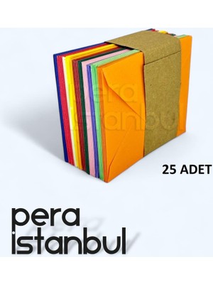 Pera İstanbul 25 Li Paket Renkli Küçük Zarf 7x9 cm Karton Malzemeden Yapılmış Şık Tasarım