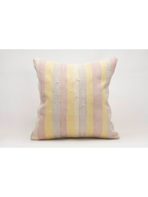 El Yapımı Kilimden Yapılmış Vintage Kırlent Kılıfı, Yün, 50X50 cm