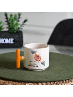 Babalar Gününe Özel Kişiselleştirilebilir T Kulplu Kupa – Turuncu