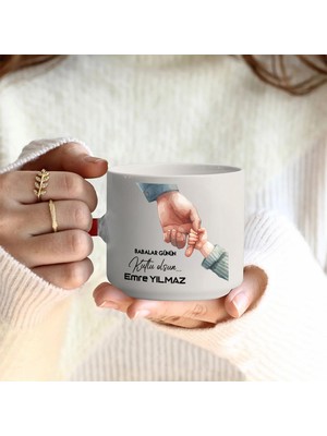 Babalar Gününe Özel Kişiselleştirilebilir T Kulplu Kupa – Kırmızı