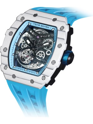 Tsar Bomba TB8208CF-06 Elemental Karbon Fiber Erkek Kol Saati Citizen Miyota 82S0 Otomatik Skeleton Safir Cam