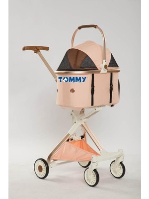 Tommy Evcil Hayvan Arabası Gold Pembe 83x48.5x 110cm Max 10kg