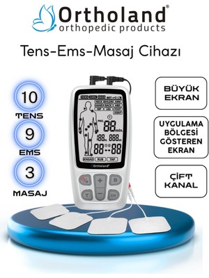 Ortholand 2 Kanallı Tens Ems Masaj Cihazı Portatif Fizik Tedavi Cihazı