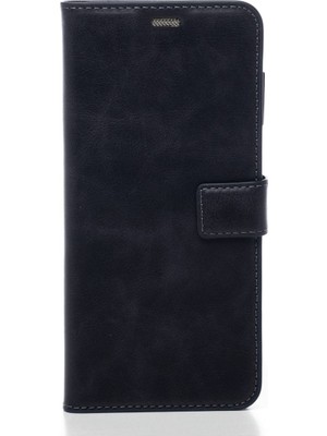 Lacivert Infinix Smart 9 Hakiki Deri Cüzdan Kılıf Kapaklı Mıknatıslı Kartlık Bölmeli Cüzdanlı Stand Özellikli