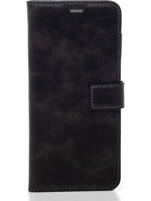 Siyah Samsung Galaxy A34 Hakiki Deri Cüzdan Kılıf Kapaklı Mıknatıslı Kartlık Bölmeli Cüzdanlı Stand Özellikli