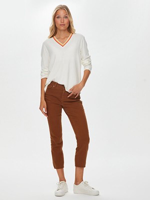 Çizgili Triko Yakalı Uzun Kol Kaşkorse Bluz S25BLZ023