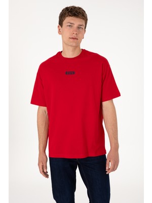 U.S. Polo Assn. Erkek Oversize Fit Bisiklet Yaka Kırmızı Tişört 50305923-VR030