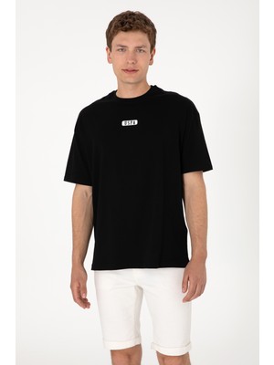 U.S. Polo Assn. Erkek Oversize Fit Bisiklet Yaka Siyah Tişört 50305923-VR046