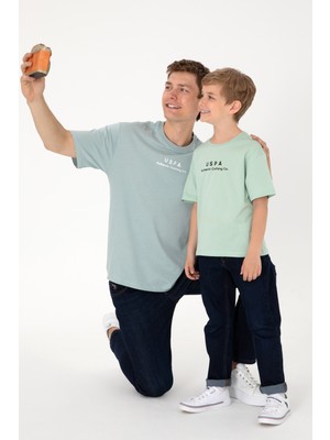 U.S. Polo Assn. Erkek Çocuk Su Yeşili Comfort Basic Bisiklet Yaka Tişört 50306513-VR048