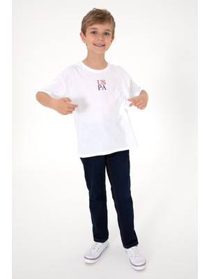 U.S. Polo Assn. Erkek Çocuk Beyaz Oversize Bisiklet Yaka Tişört 50306498-VR013