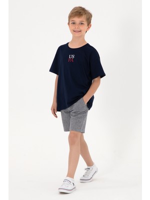 U.S. Polo Assn. Erkek Çocuk Lacivert Oversize Bisiklet Yaka Tişört 50306498-VR033