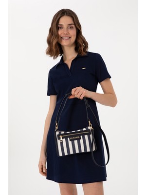 U.S. Polo Assn. Kadın Lacivert Çizgili Kanvas Kol Çantası 50311436-VR033
