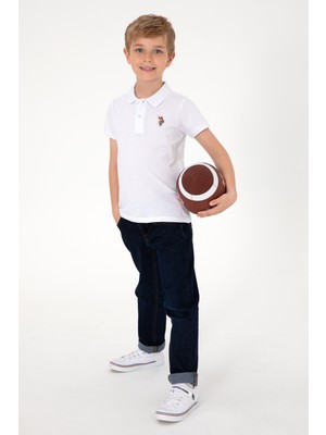 U.S. Polo Assn. Erkek Çocuk Beyaz Basic Polo Yaka Tişört 50306484-VR013
