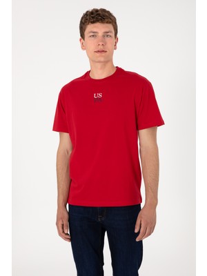 U.S. Polo Assn. Erkek Comfort Fit Bisiklet Yaka Kırmızı Tişört 50306450-VR030