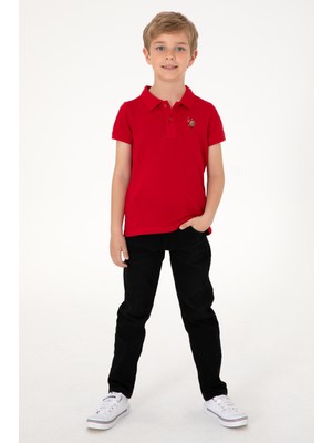 U.S. Polo Assn. Erkek Çocuk Kırmızı Basic Polo Yaka Tişört 50306484-VR030