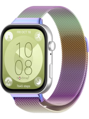 NovStrap Huawei Watch Fit 4 Pro/Fit 4/Fit 3 ile Uyumlu Kordon Kayış Metal Hasır Örgü Çelik Kordon
