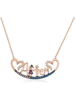 925 Ayar Gümüş Annem Yazılı Kadın Gümüş Kolye