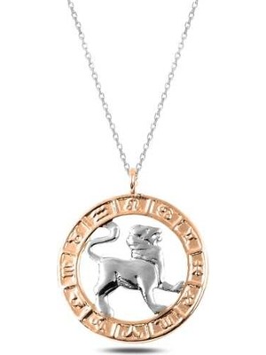 ​925 Ayar Gümüş Rose Aslan Burcu Kadın Gümüş Kolye