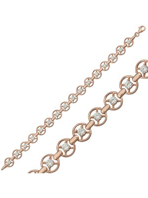 925 Ayar Gümüş Rose Yuvarlak Su Yolu Bileklik