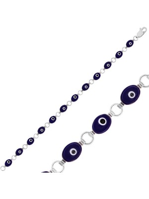 925 Ayar Gümüş Oval Nazar Bileklik