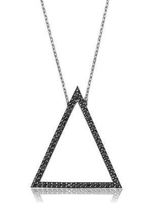 925 Ayar Gümüş Üçgen Kadın Gümüş Kolye