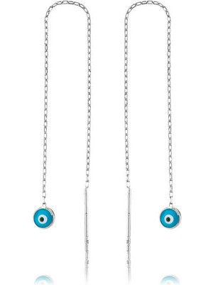 925 Ayar Gümüş Nazar Zincirli Küpe