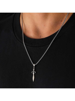 925 Ayar Gümüş Kılıç Erkek Gümüş Kolye