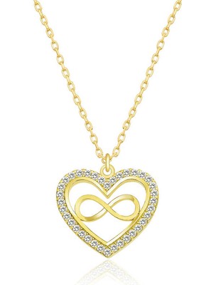 925 Ayar Gümüş  Kalp Sonsuzluk Bayan Gümüş Kolye