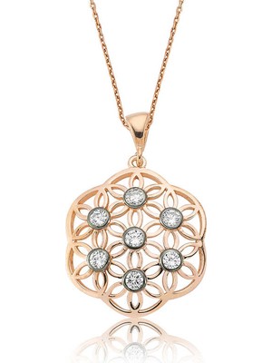 925 Ayar Gümüş Yaşam Çiçeği Kadın Gümüş Kolye