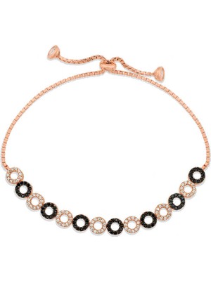 925 Ayar Gümüş Rose Halka Asansör Bileklik