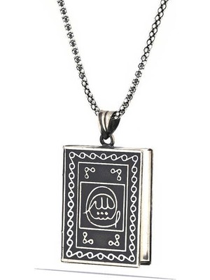 925 Ayar Gümüş Kare Içi Açılabilen Muskalık Gümüş Kolye